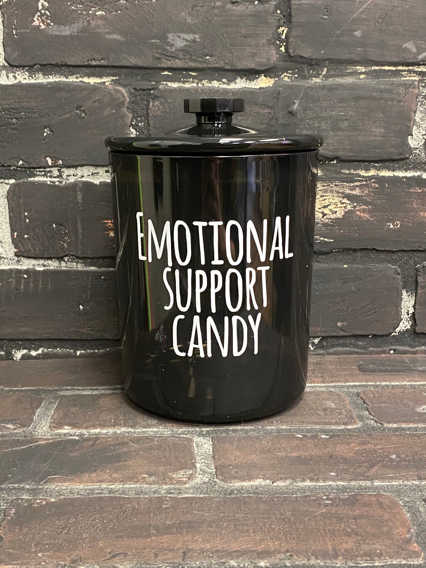 Emotional Support Candy, 30oz Black Shatter Proof Acrylic Jar Three Black Cats