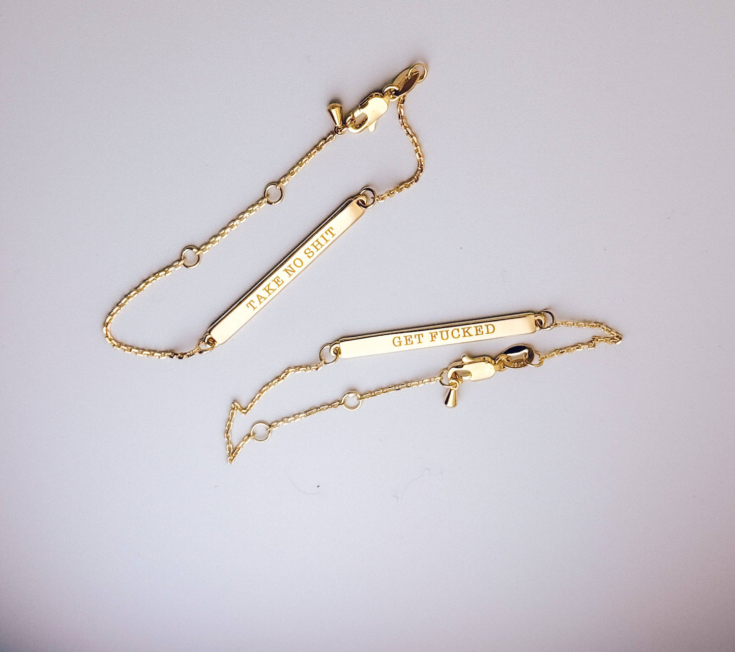 18k Gold Filled Offensive Bar Bracelets: Take No Shit