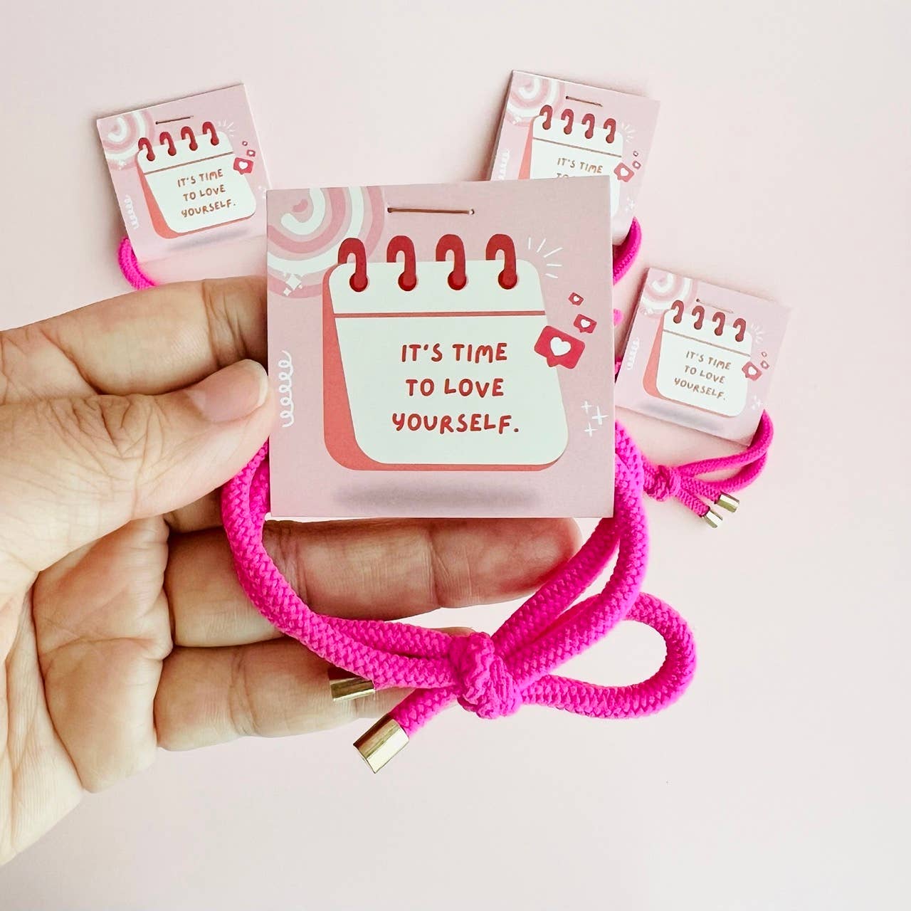 "Love Yourself" Hair Tie - Thank You Gift Pink