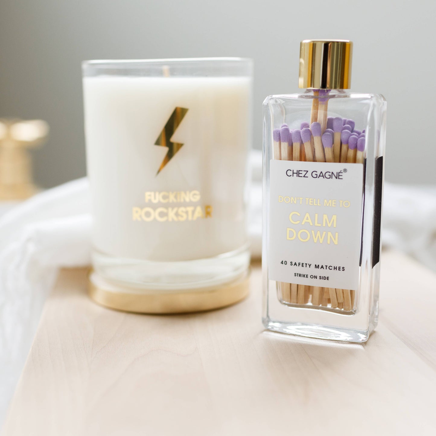 Don't Tell Me To Calm Down - Glass Bottle Matches - Purple