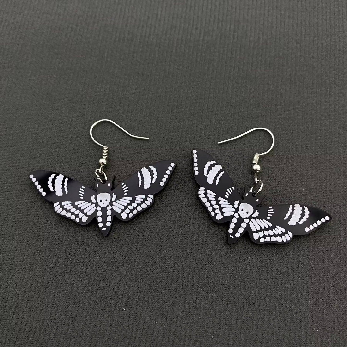 Acrylic Skull Moth Dangle Earrings - GT