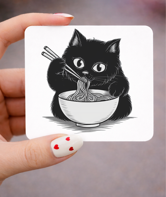 Cute Ramon Black Cat Metal 3 x 3 Magnet
