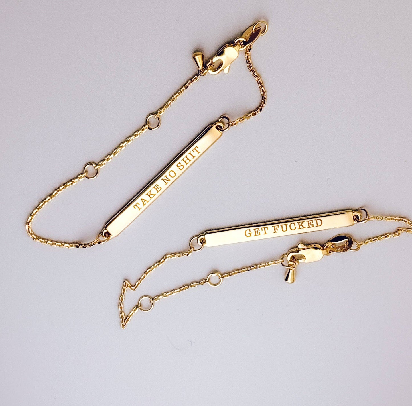 18k Gold Filled Offensive Bar Bracelets: Take No Shit