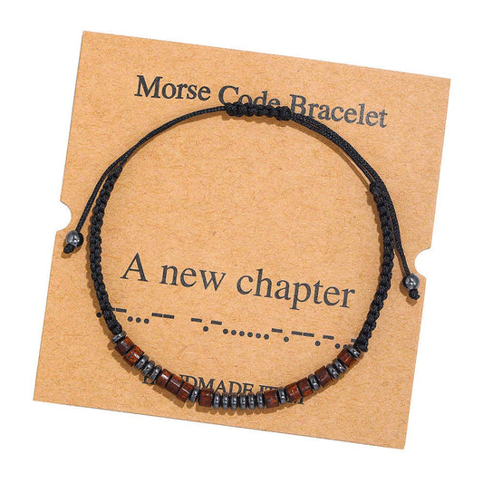 Multi-style Hand-woven Wood Bead Morse Code Bracelet: A new chapter
