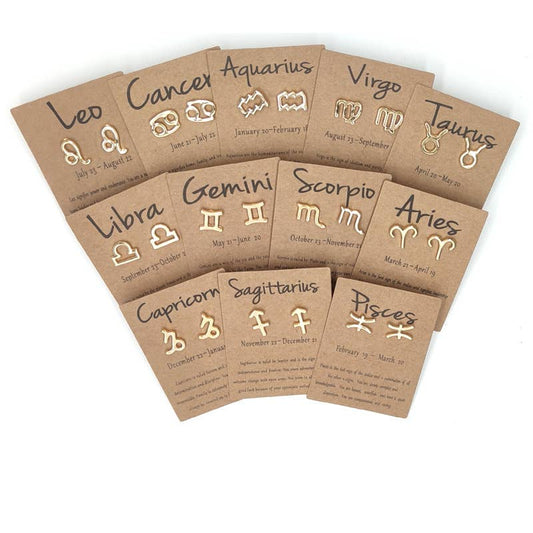 Dainty Gold Zodiac Earrings