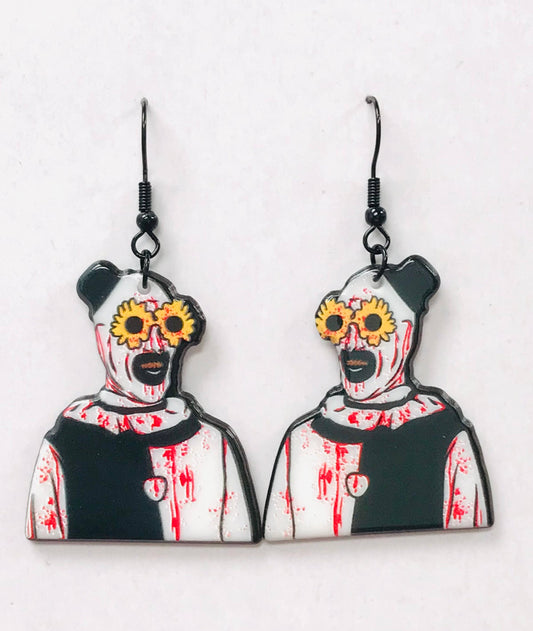 Art the Clown Earrings, Acrylic Horror Halloween Goth BLACK SimpleNGreat
