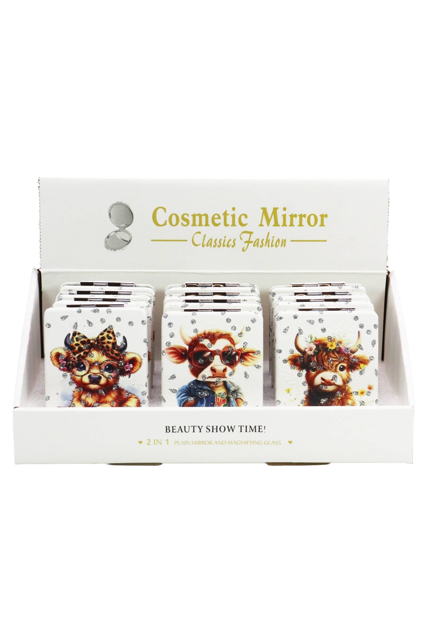 Highland Baby Cow Glitter Compact Mirror: Assorted / One Size