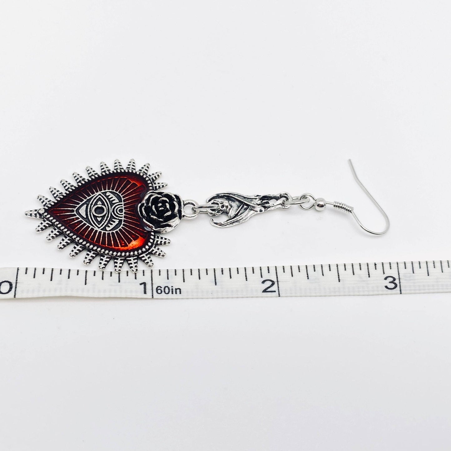 Dark Gothic Punk Bat Heart-shaped Bloody Eye Earrings - GT: Earrings