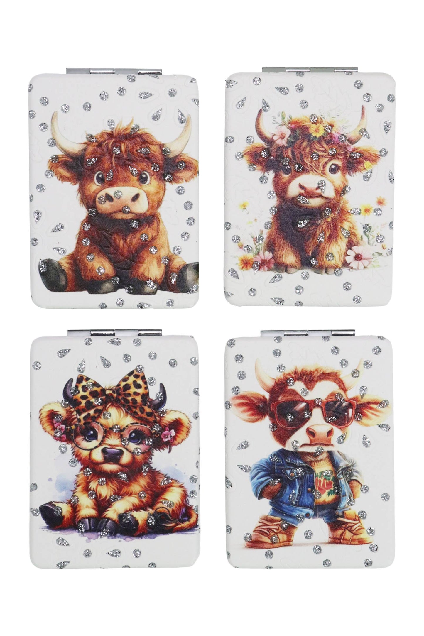 Highland Baby Cow Glitter Compact Mirror: Assorted / One Size