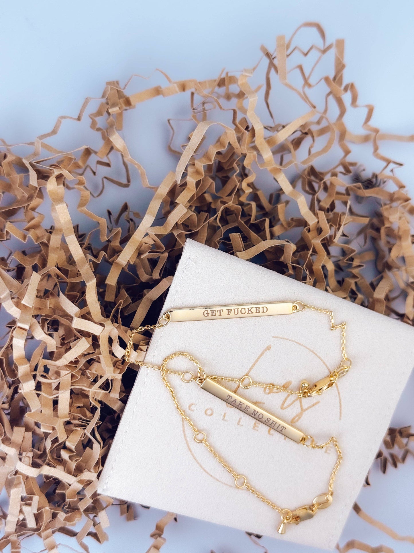 18k Gold Filled Offensive Bar Bracelets: Take No Shit