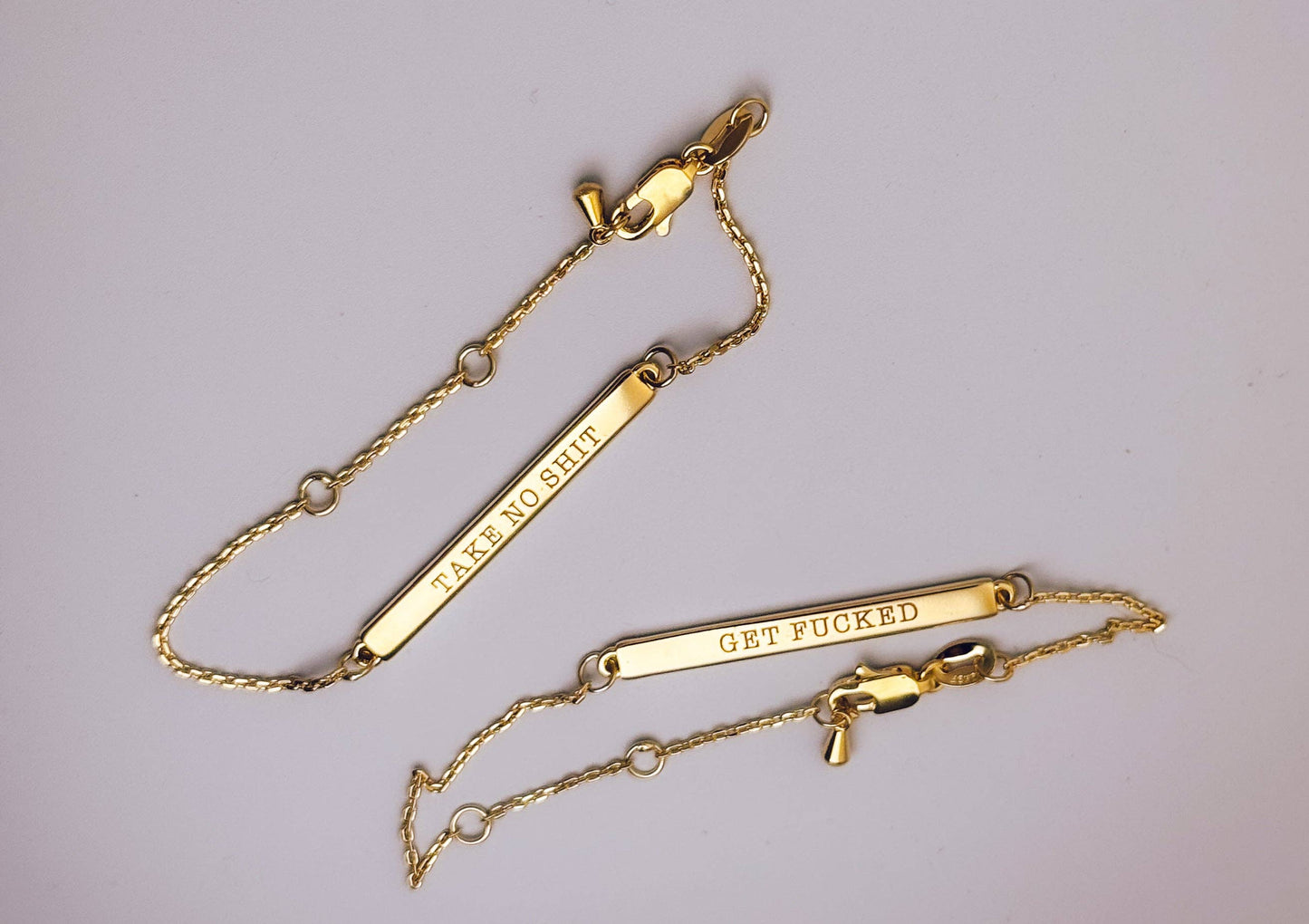 18k Gold Filled Offensive Bar Bracelets: Take No Shit