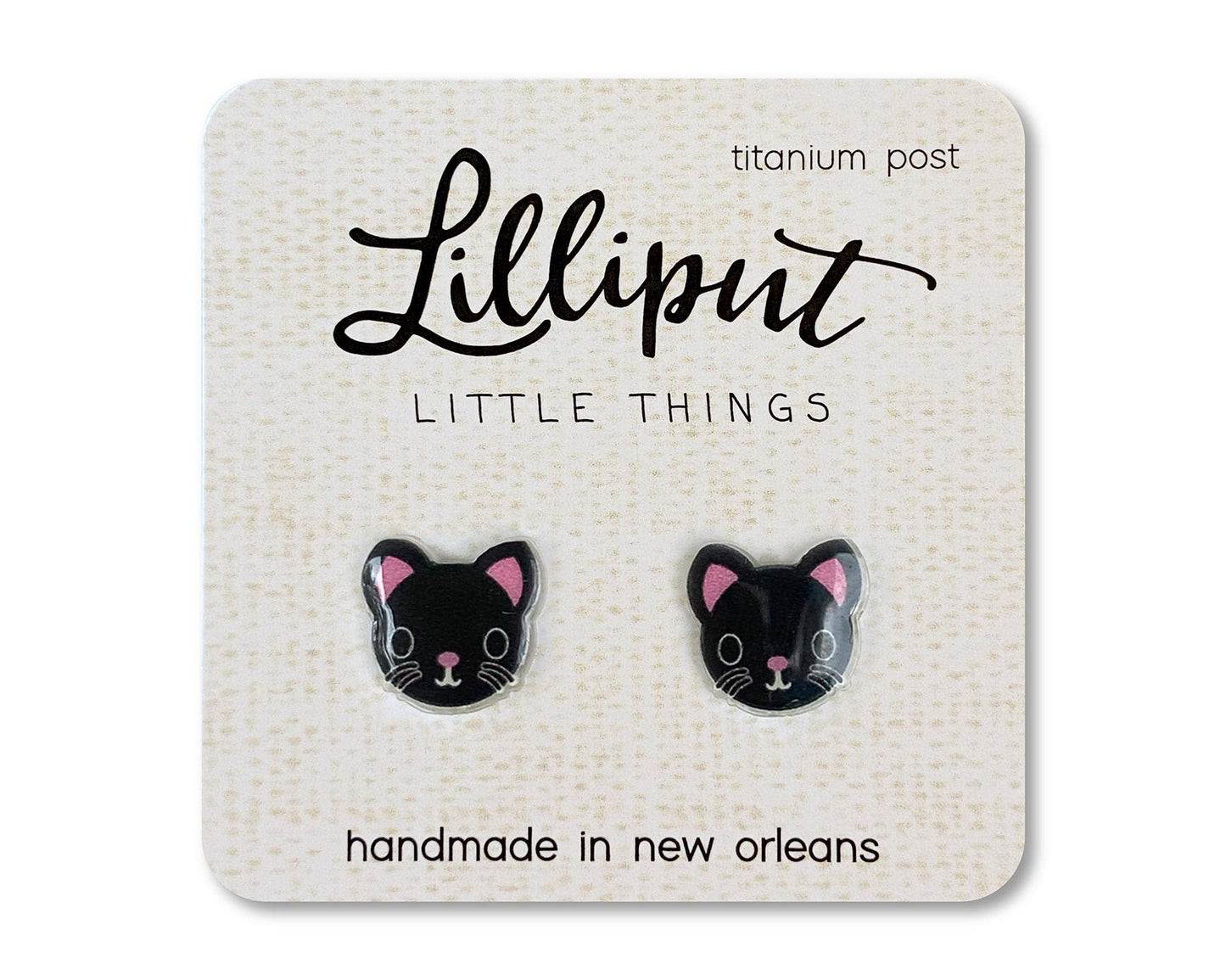 Kitty Cat Earrings : Black Lilliput Little Things