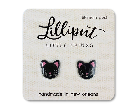 Kitty Cat Earrings : Black Lilliput Little Things