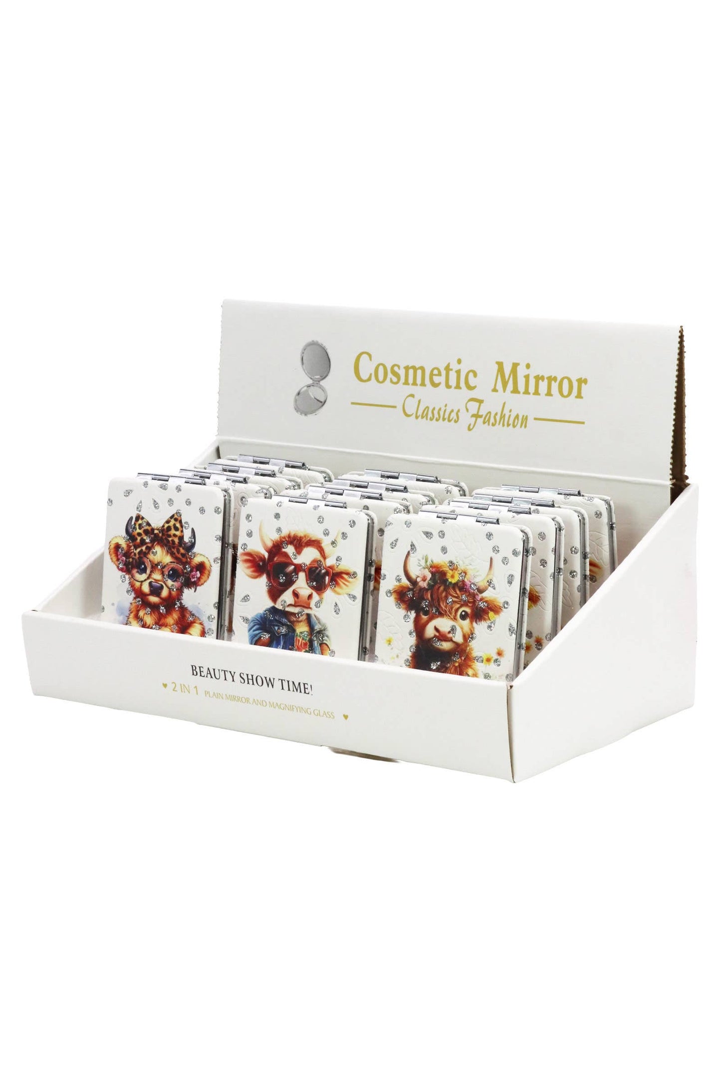 Highland Baby Cow Glitter Compact Mirror: Assorted / One Size