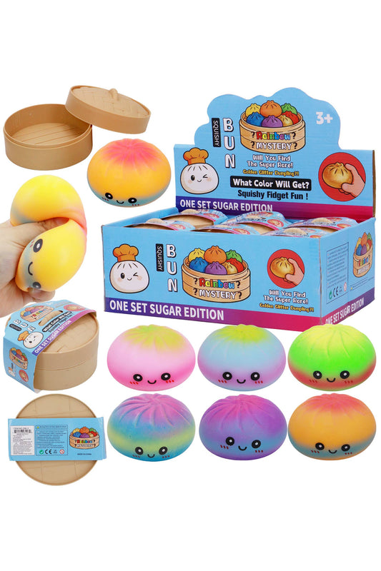 Ombre Rainbow Bao Bun Squishy – Mystery Blind Box (Slime-Filled Dumpling Toy)