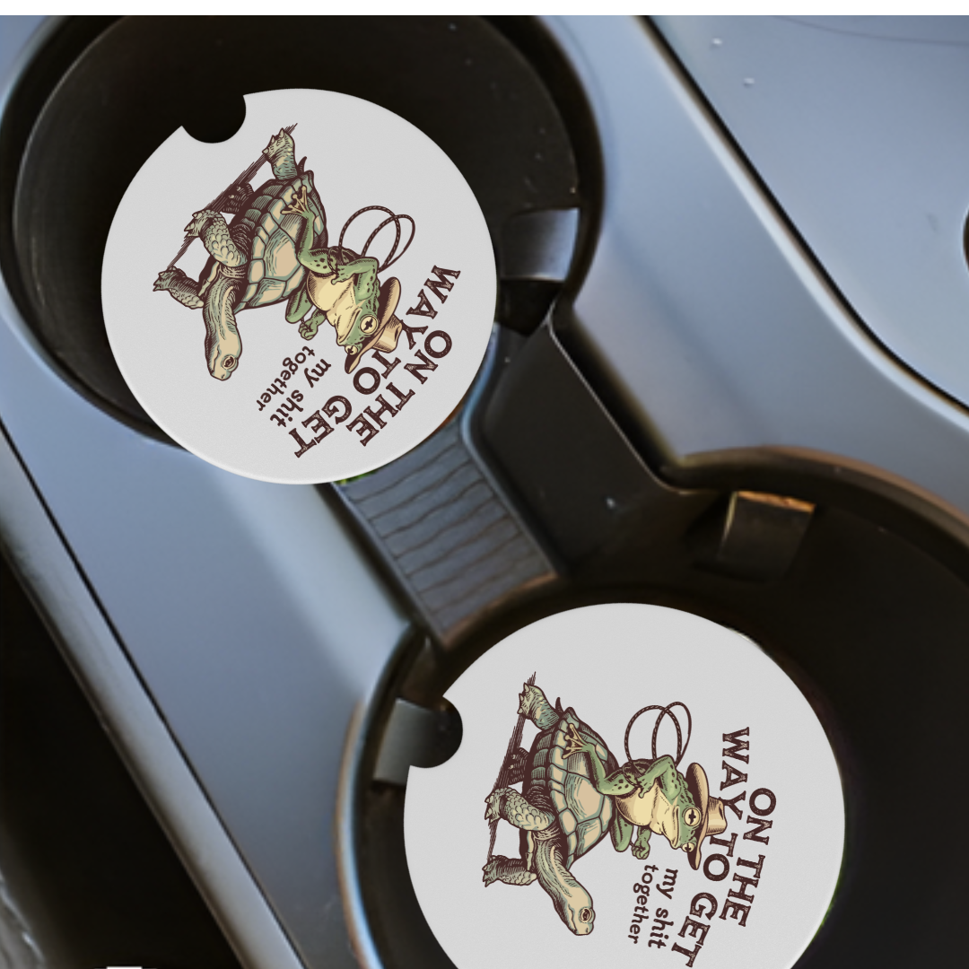 On My Way To... Ceramic Car Coasters Pack of 2