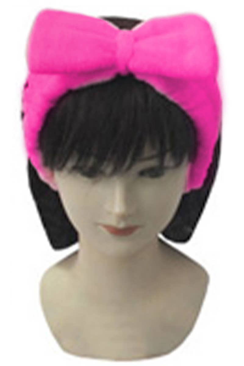 Big Bowtie Fuzzy Spa Headband Scrunchie Cap Zone