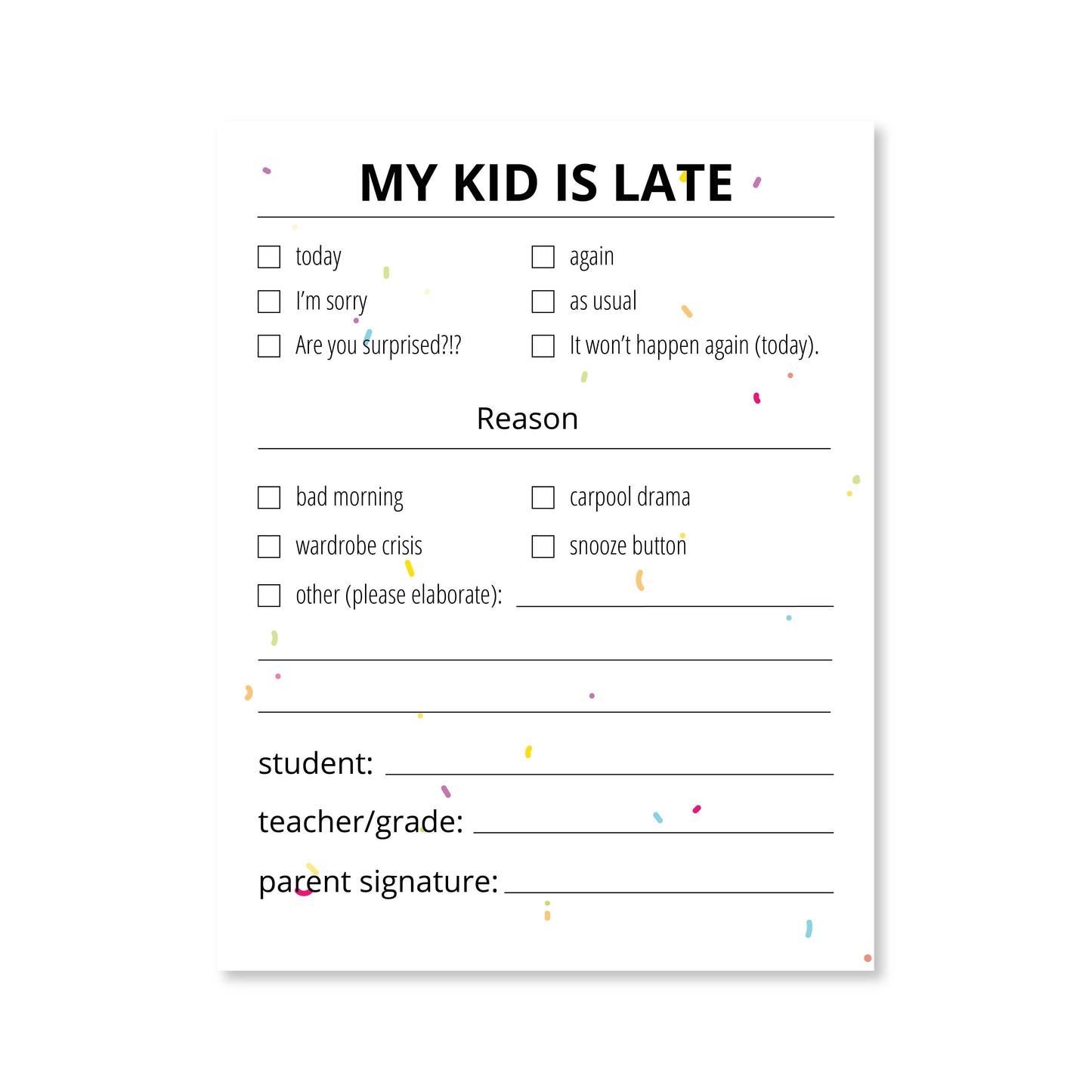 Late Notes - Kids: White Public School Paper Co.