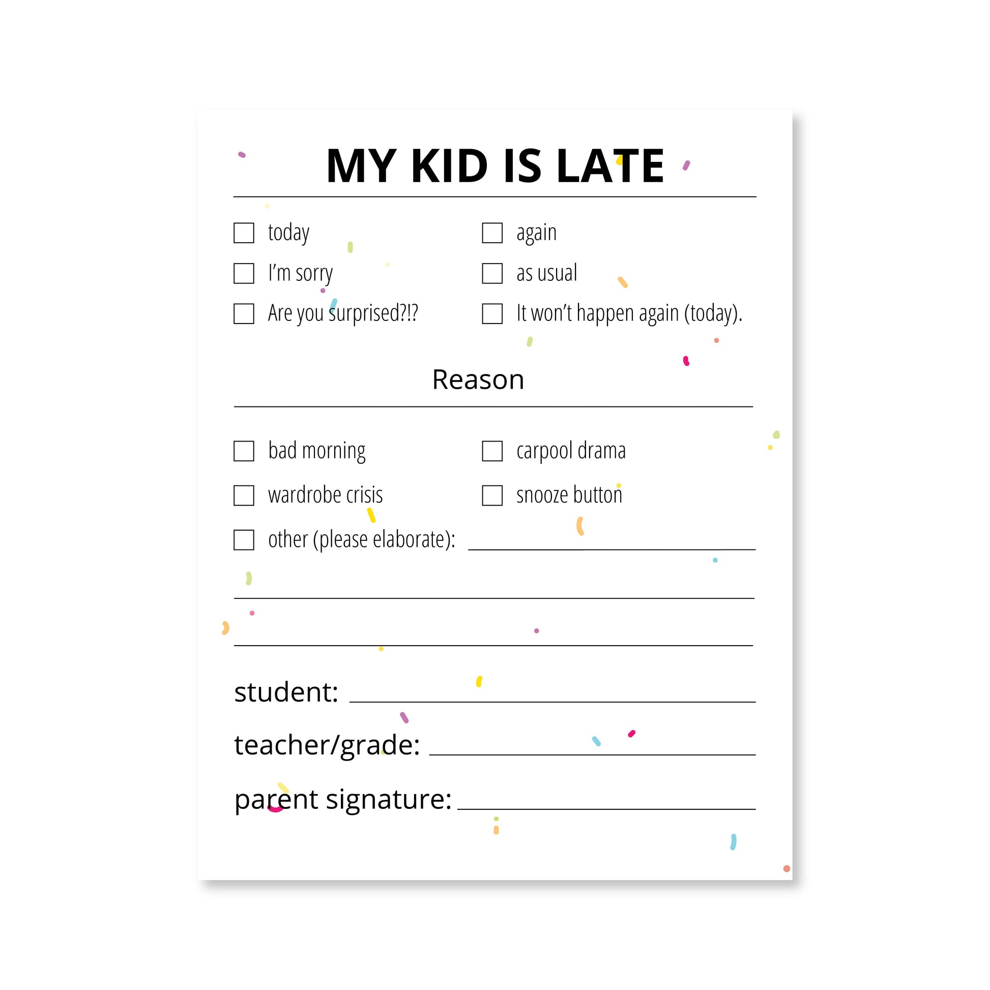 Late Notes - Kids: White Public School Paper Co.