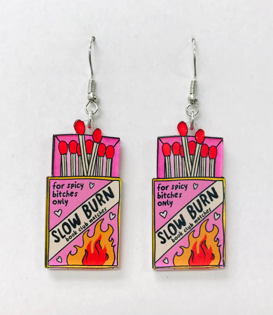 Acrylic Slow Burn Book Club Matches Earrings