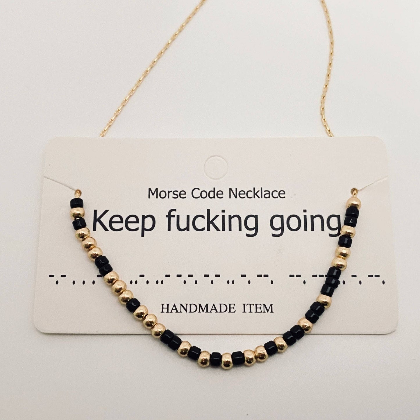 Handmade “Fuck off” Morse Code Necklace: I am enough