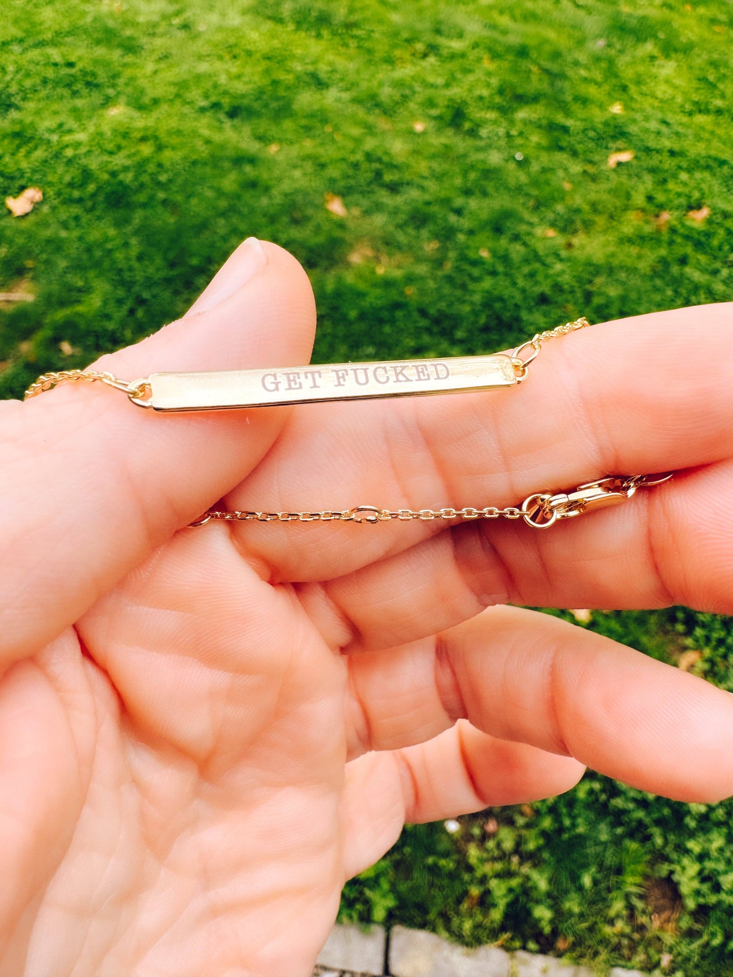 18k Gold Filled Offensive Bar Bracelets: Take No Shit