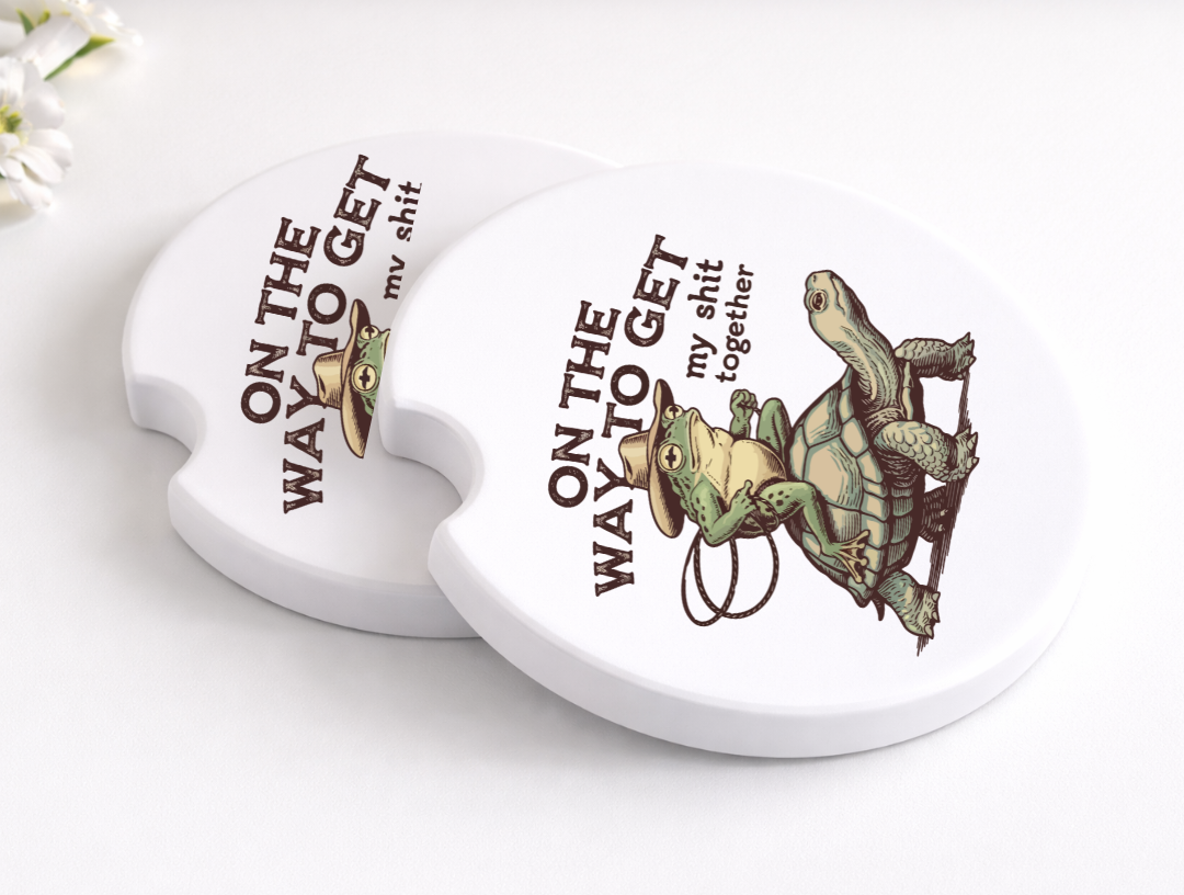 On My Way To... Ceramic Car Coasters Pack of 2