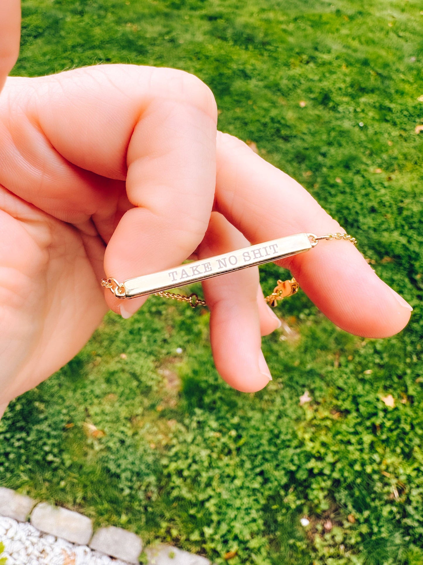 18k Gold Filled Offensive Bar Bracelets: Take No Shit