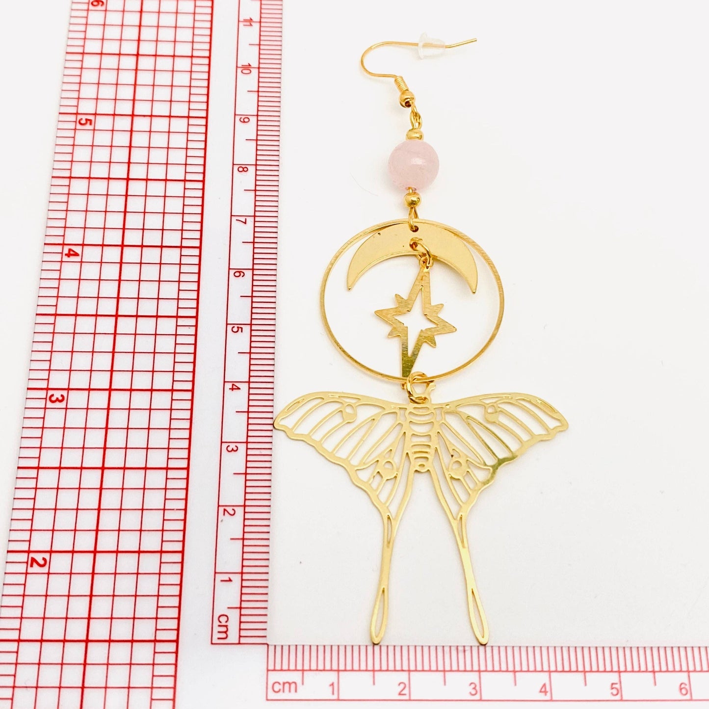 Stars and Moon Moths Bohemian Earrings - MS: Golden