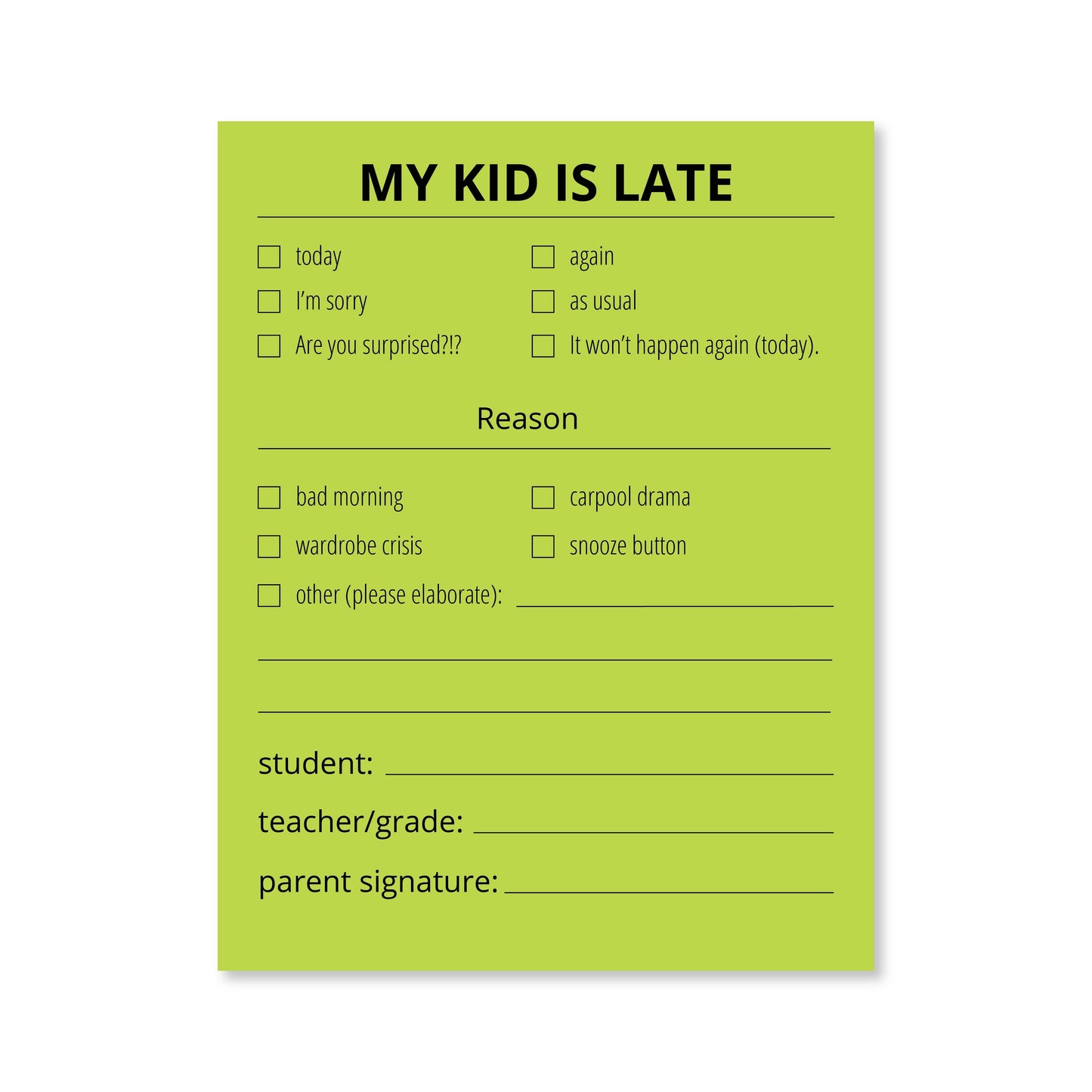 Late Notes - Kids: White Public School Paper Co.