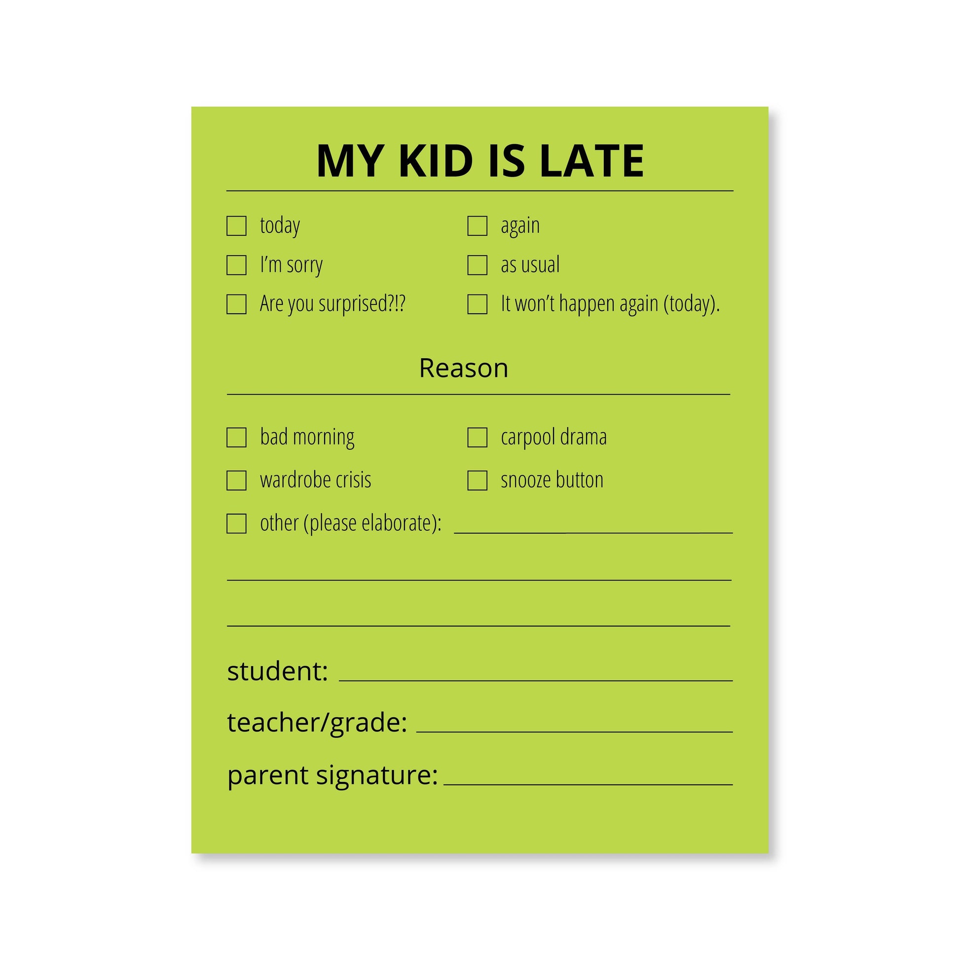 Late Notes - Kids: White Public School Paper Co.