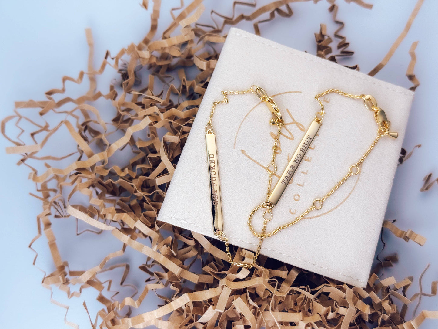18k Gold Filled Offensive Bar Bracelets: Take No Shit