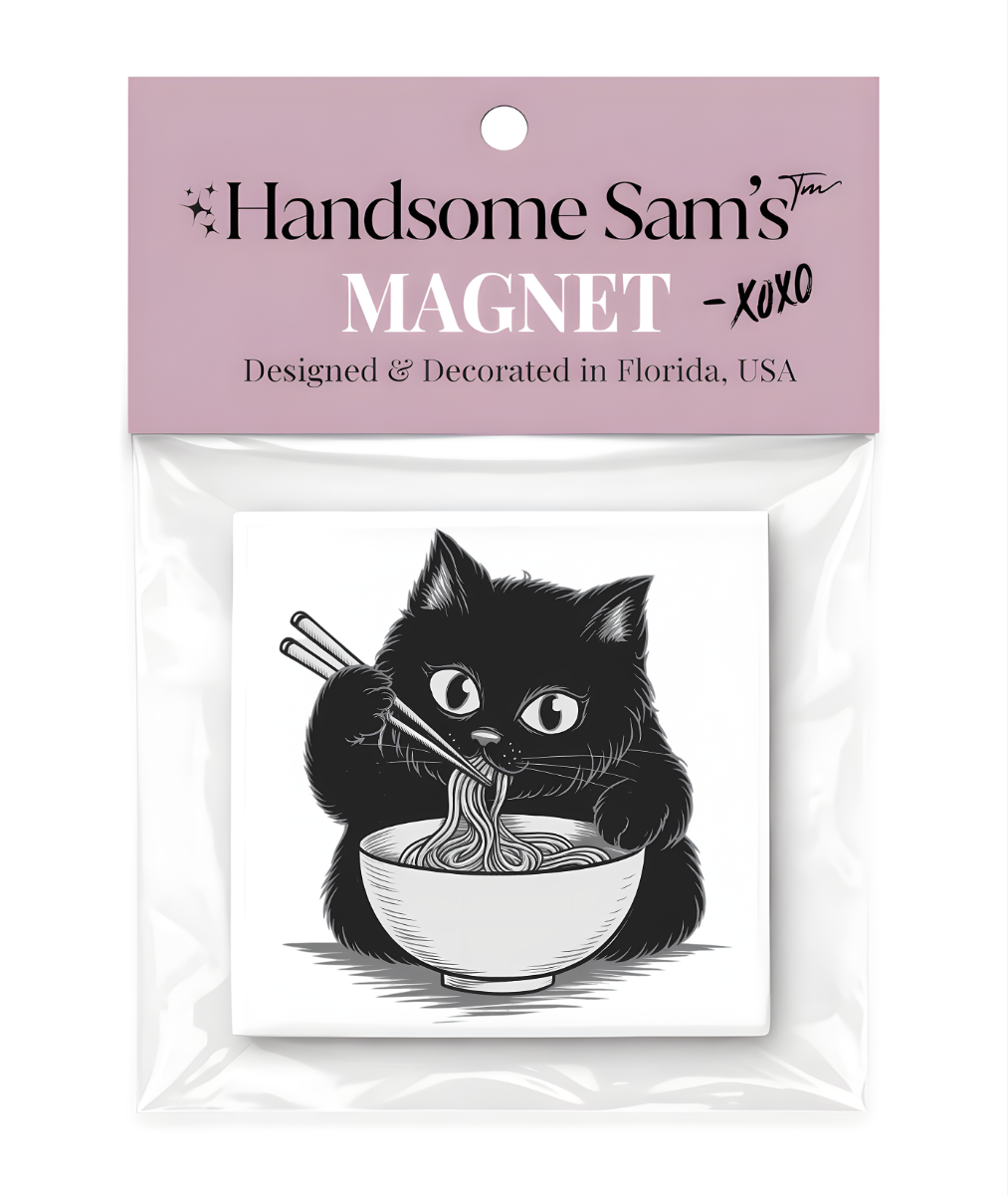 Cute Ramon Black Cat Metal 3 x 3 Magnet