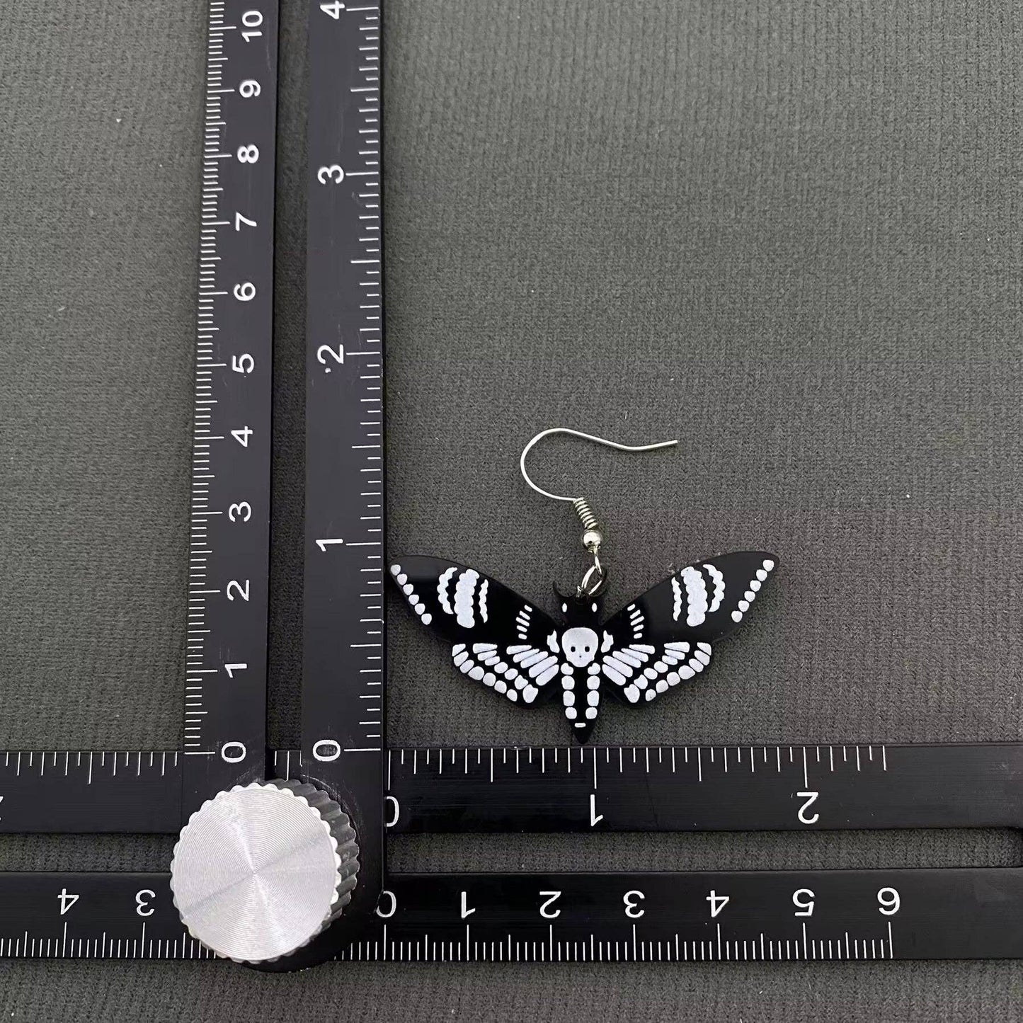 Acrylic Skull Moth Dangle Earrings - GT