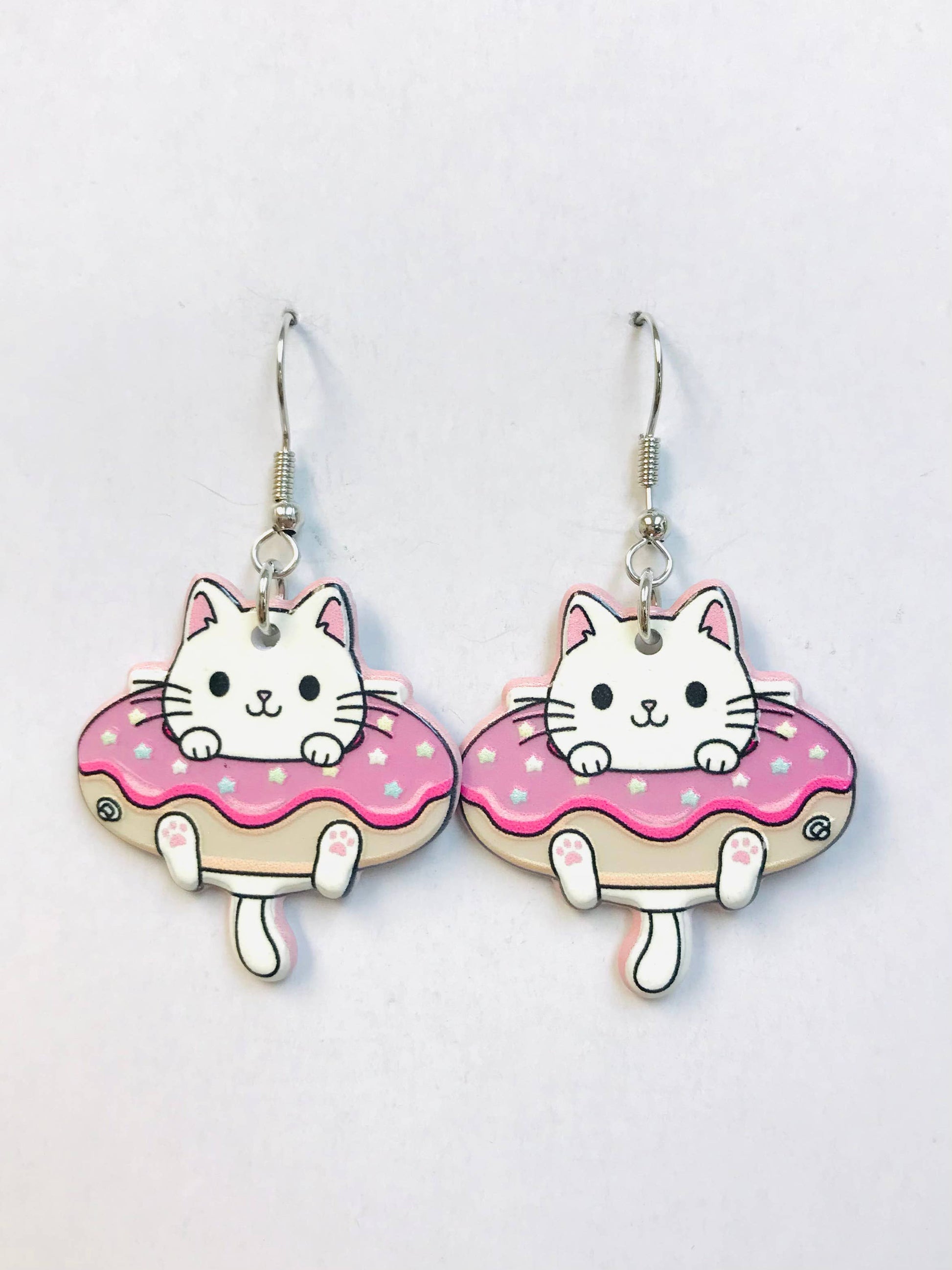 Cute Kawaii Couch Cat & Donuts Cat Earrings SimpleNGreat