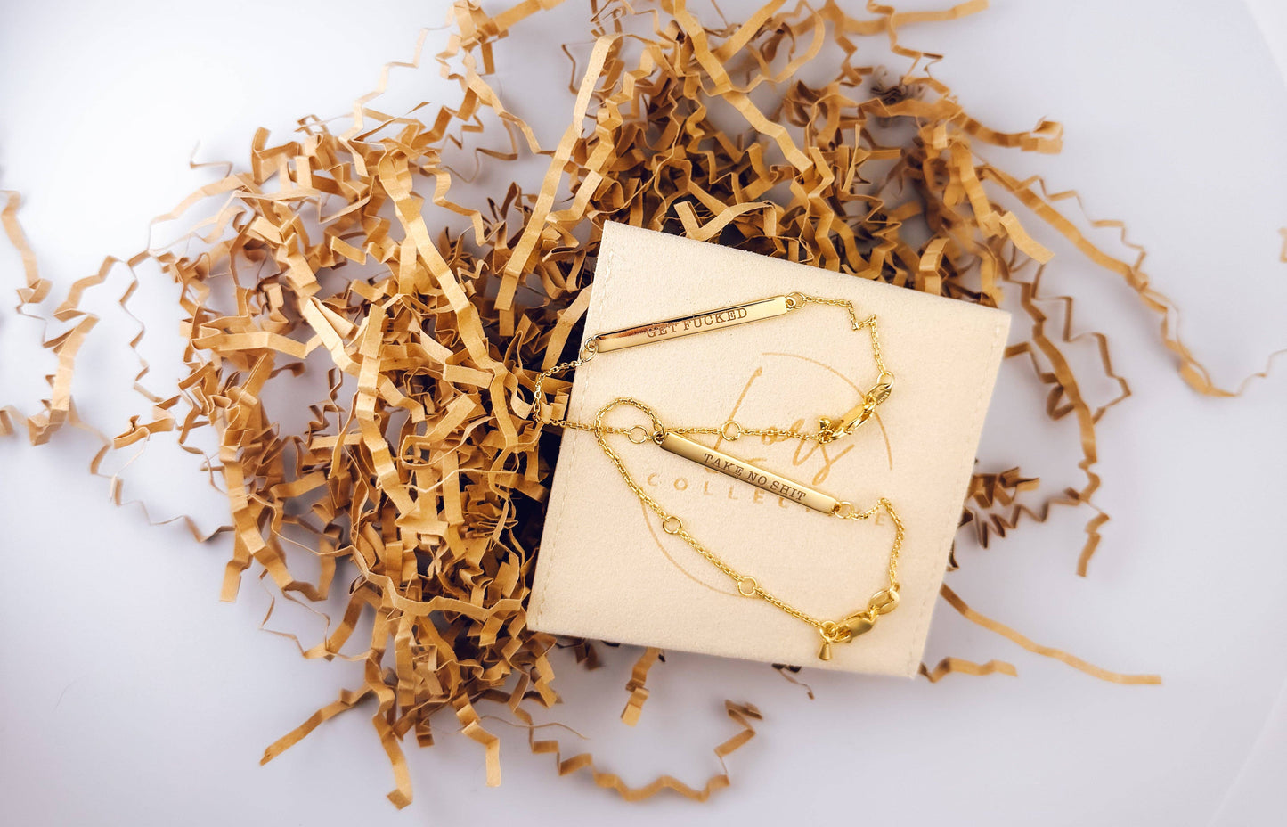 18k Gold Filled Offensive Bar Bracelets: Take No Shit