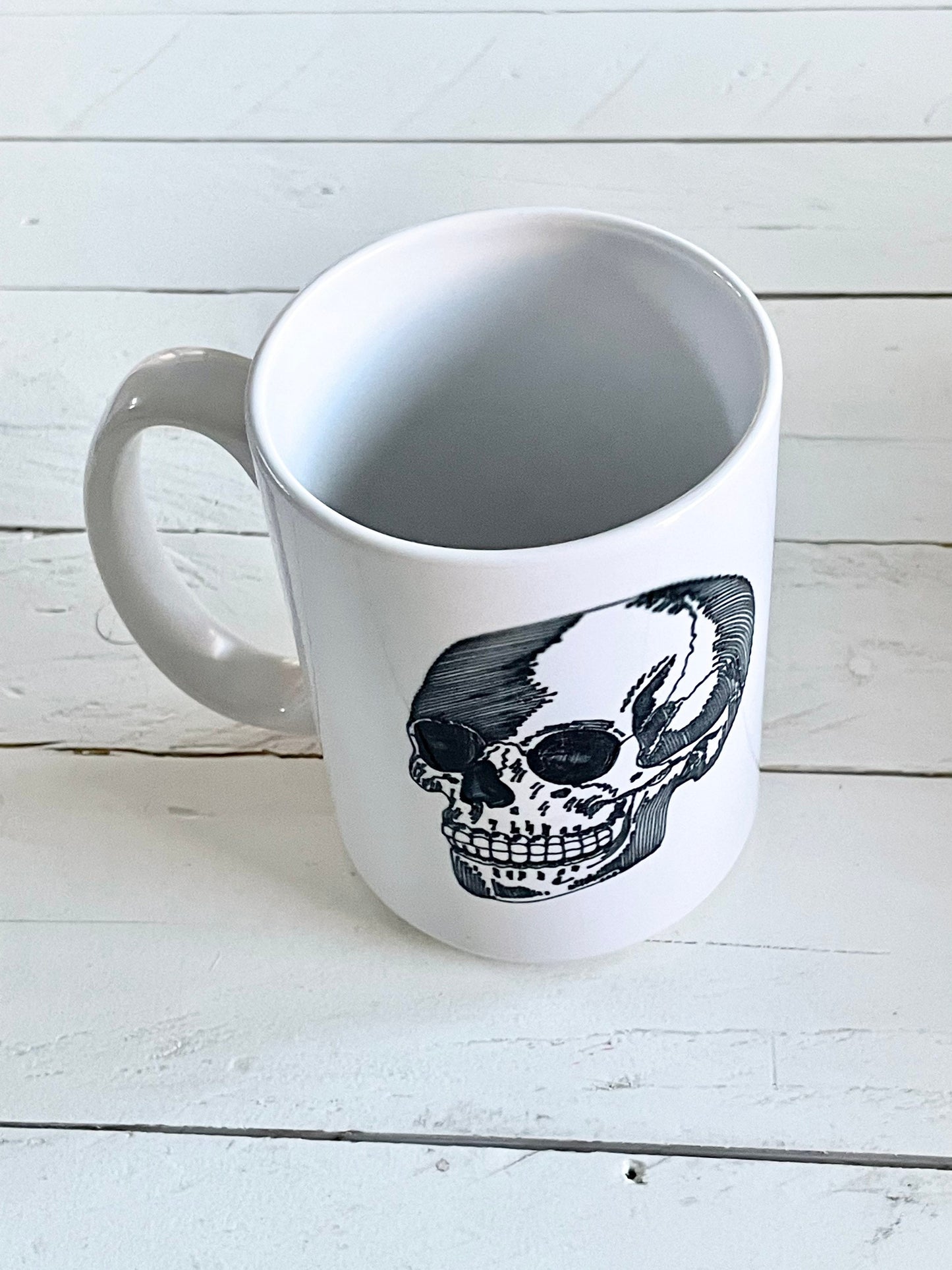 I seriously do not fucking care skull, Double Sided 15oz Coffee Mug, Dishwasher safe