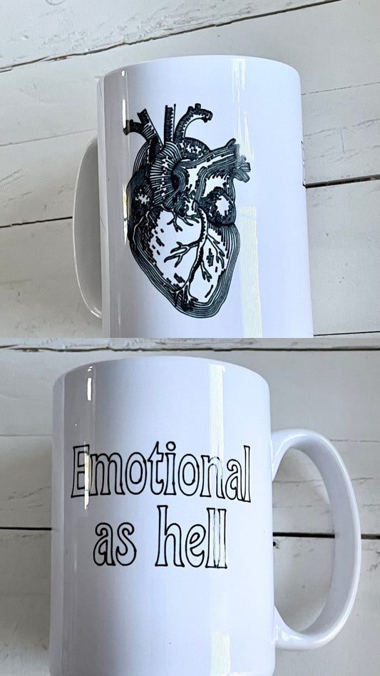 Emotional as Hell Anatomical Heart 15oz Coffee Mug