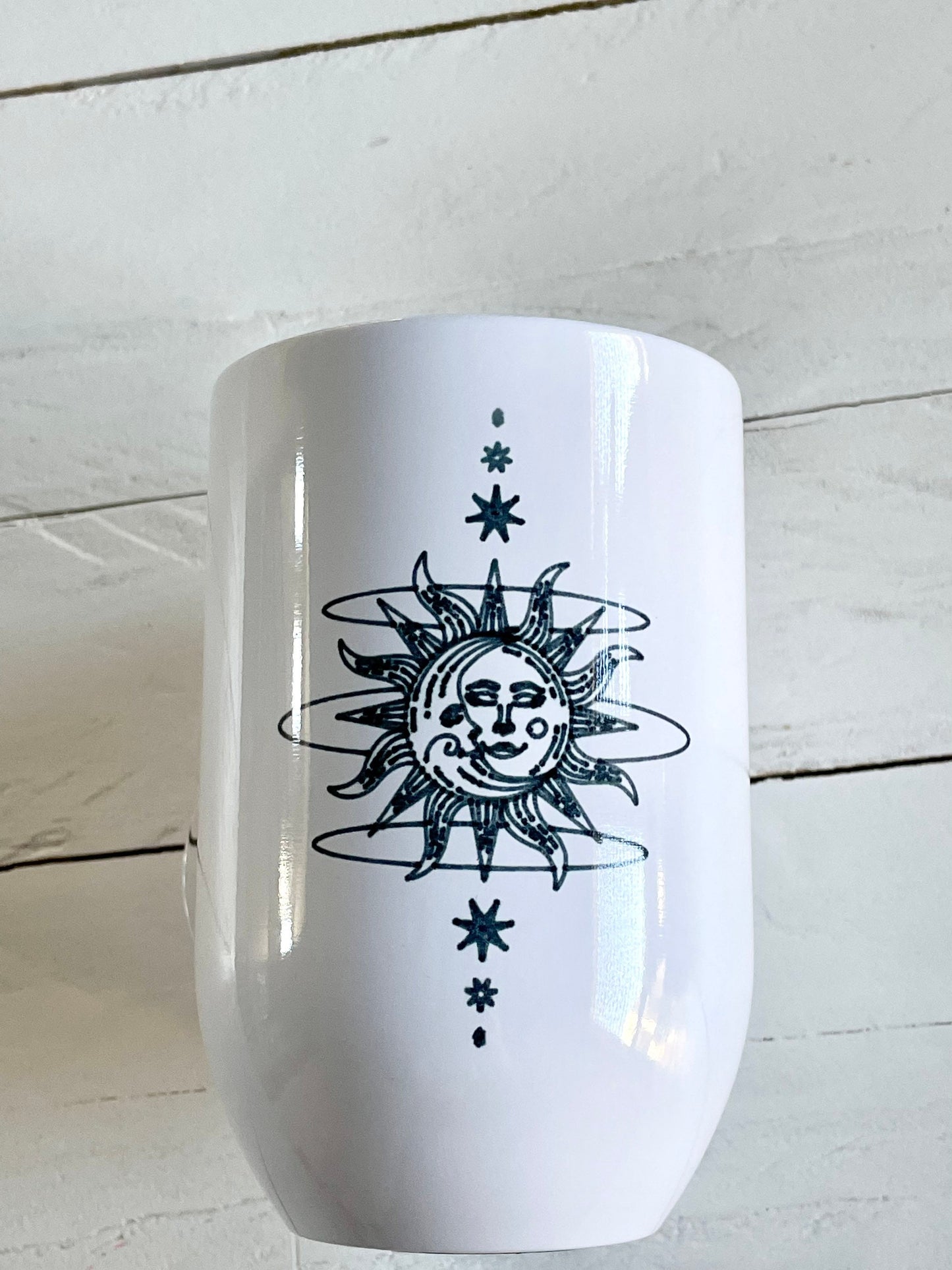 Moon and Sun, 12oz Stainless Steel Wine Travel Tumbler