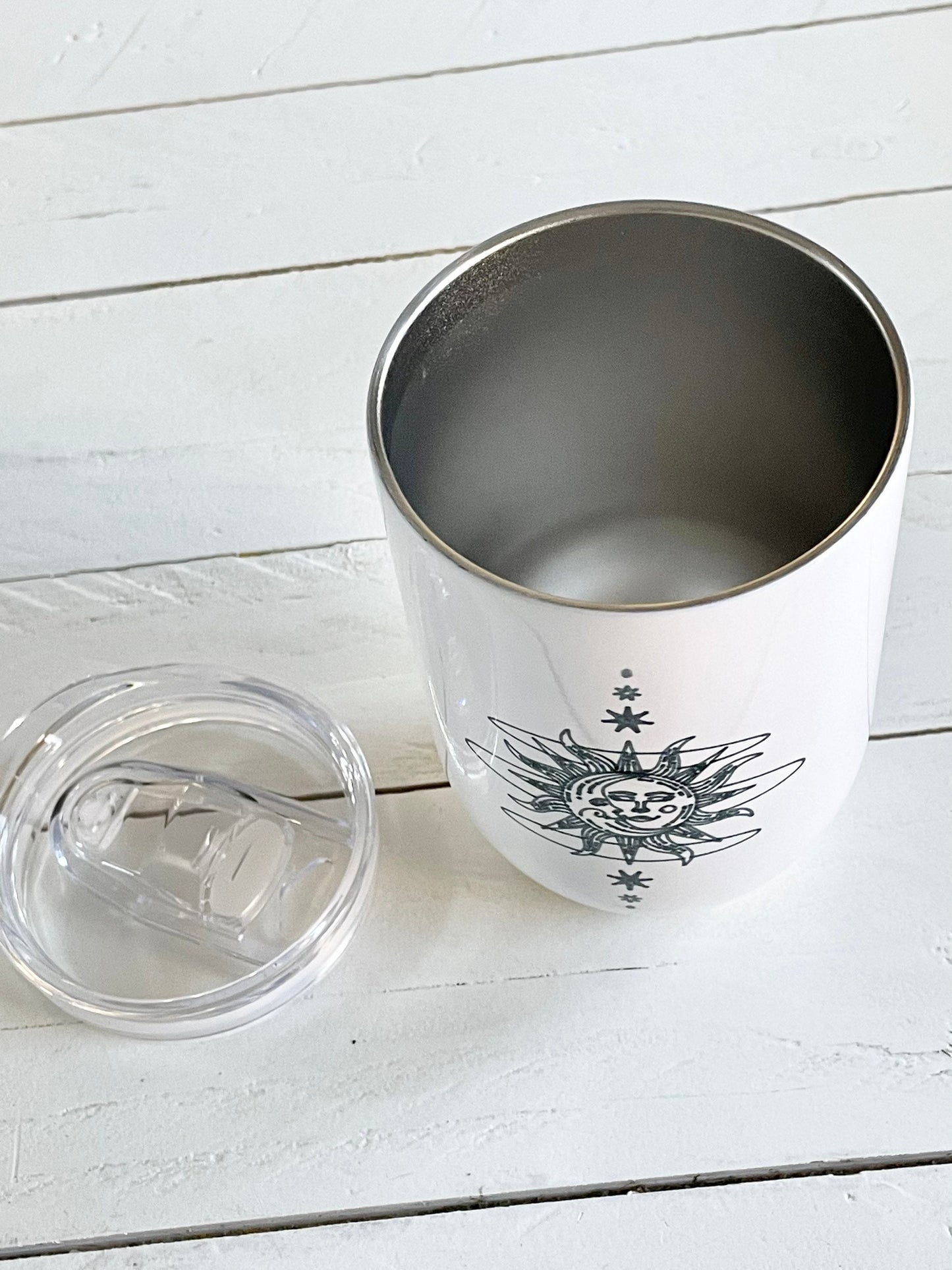 Moon and Sun, 12oz Stainless Steel Wine Travel Tumbler