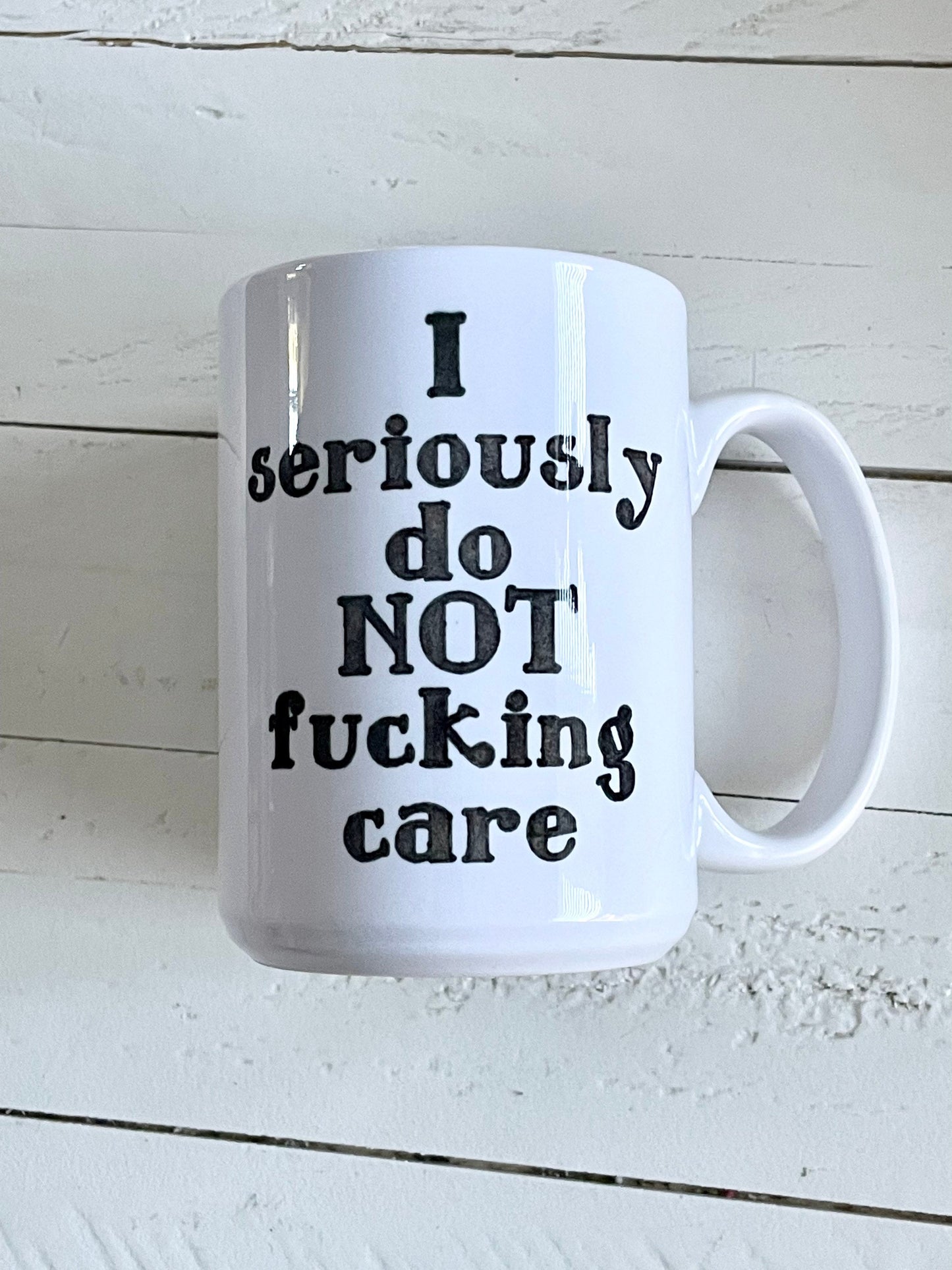 I seriously do not fucking care skull, Double Sided 15oz Coffee Mug, Dishwasher safe