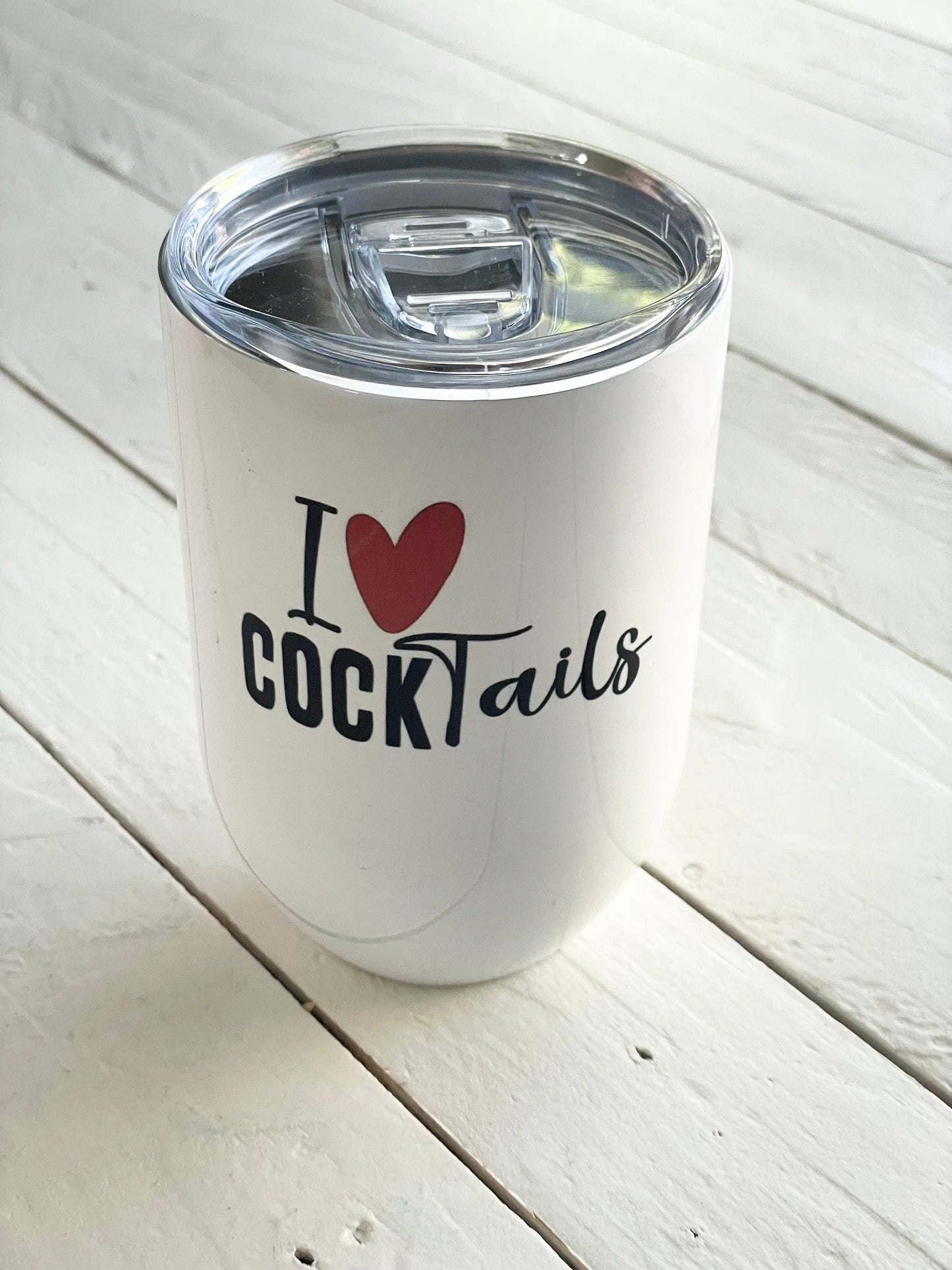 I heart cocktails, 12oz Stainless Steel Wine Travel Tumbler