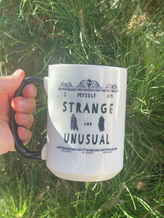 Beetlejuice, I myself am strange and unusual, Double sided 15oz dishwasher safe Coffee Mug